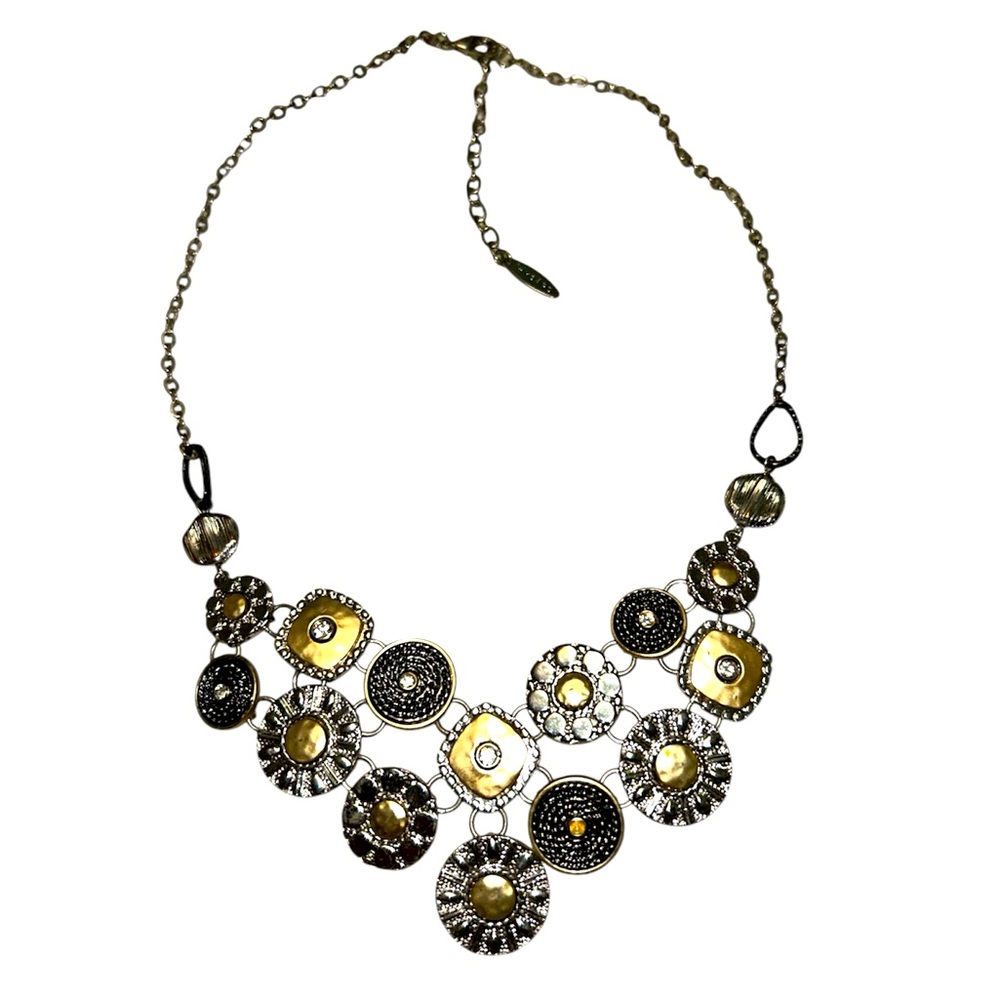 Elegant Gold and Silver Statement Necklace